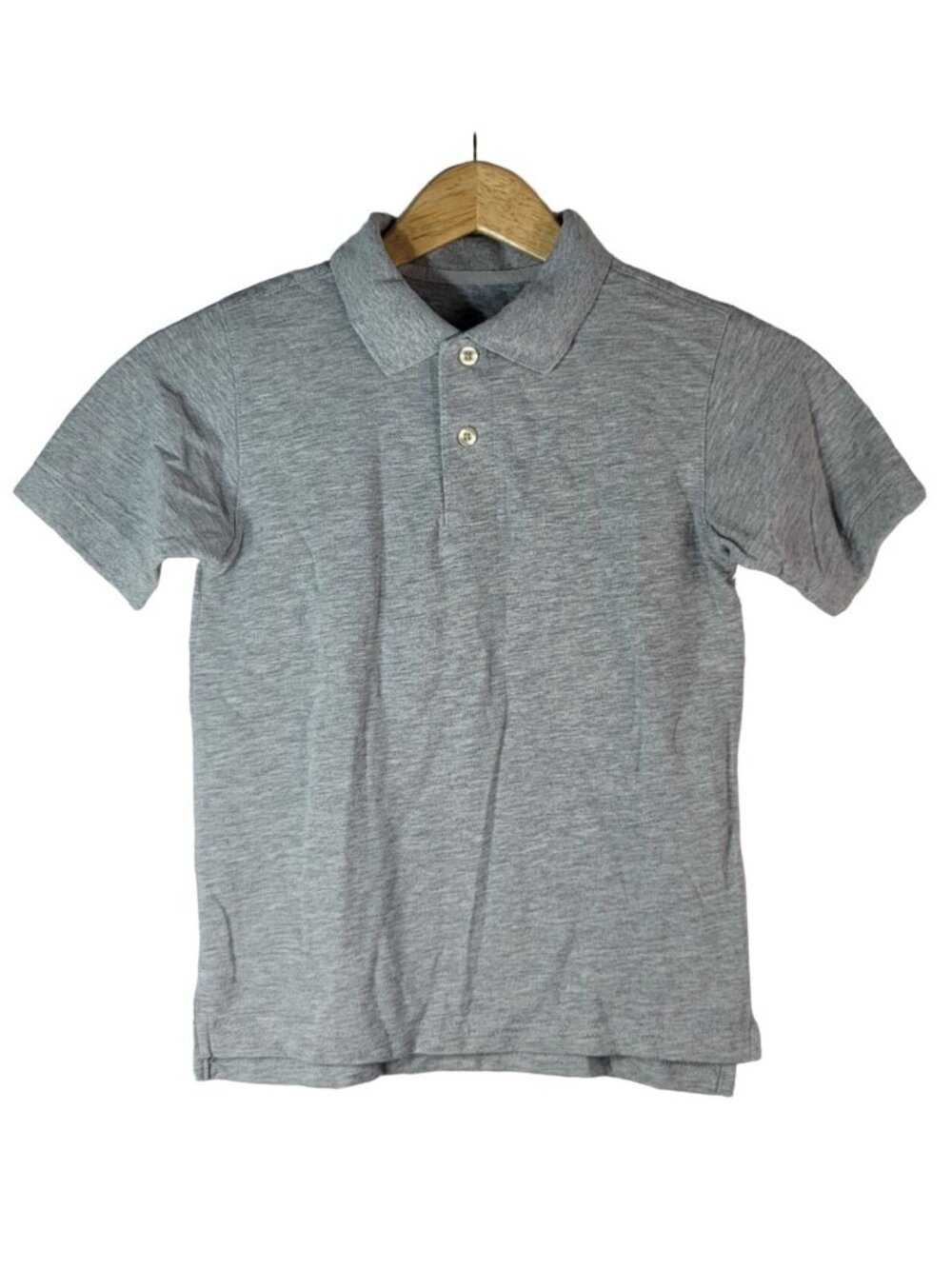 Faded Glory Boys Uniform Polo Shirt Gray Size 6 Small Collar Button Short Sleeve